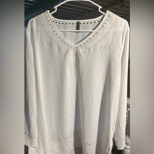 NYDJ Optic White Womens Blouse size L